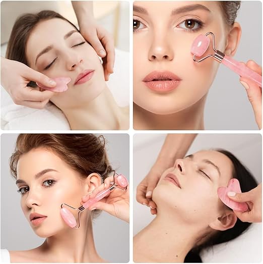Facial Massage Roller and Gua Sha Set – Cooling Skin Care Tools for Relaxation & Beauty Rituals